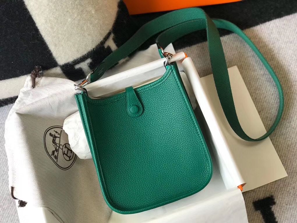 Hermes Evelyne III TPM Bag In Vert Vertigo Clemence Leather - Image 3