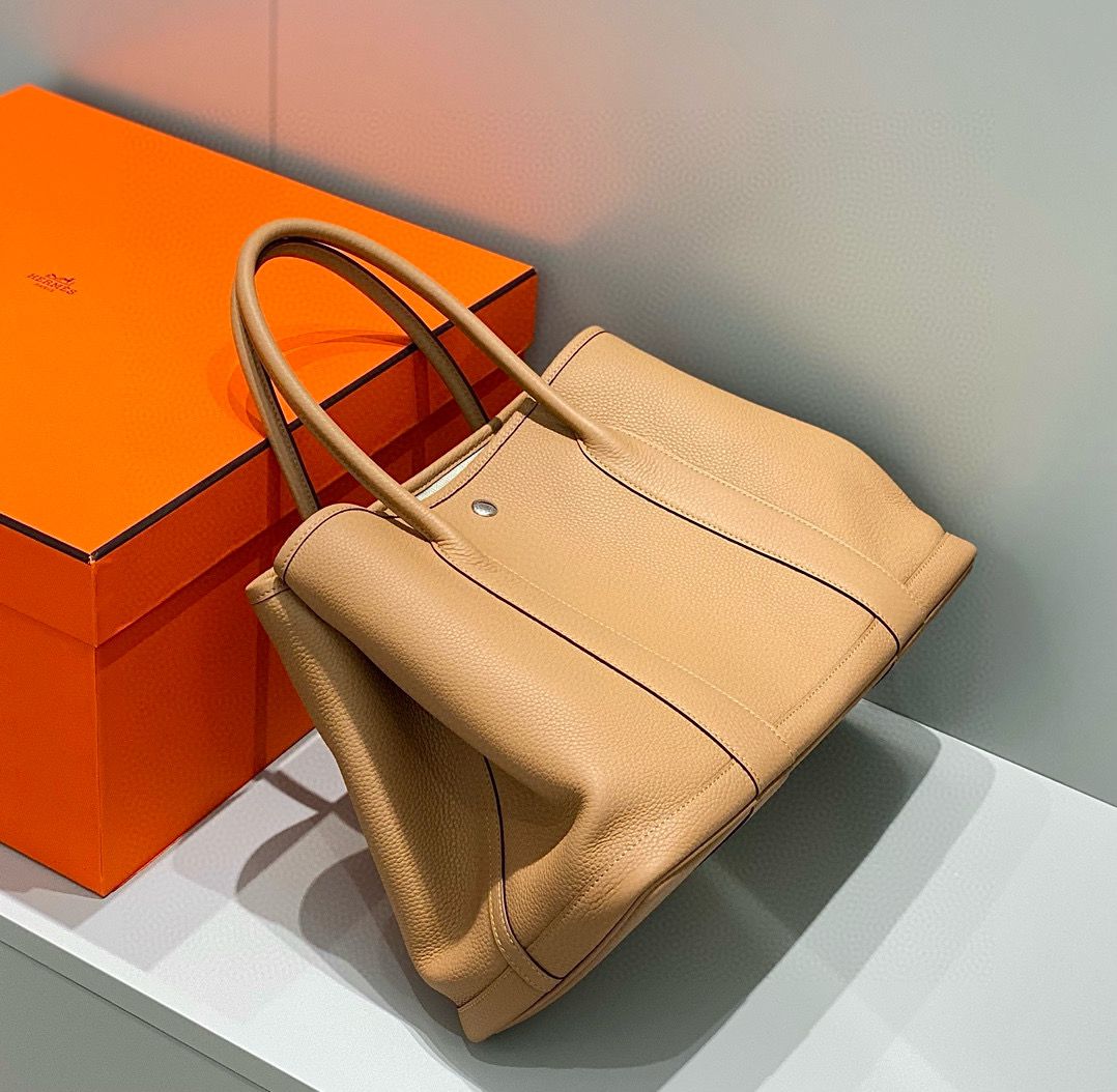 Hermes Garden Party 36 Bag In Chai Clemence Leather - Image 6