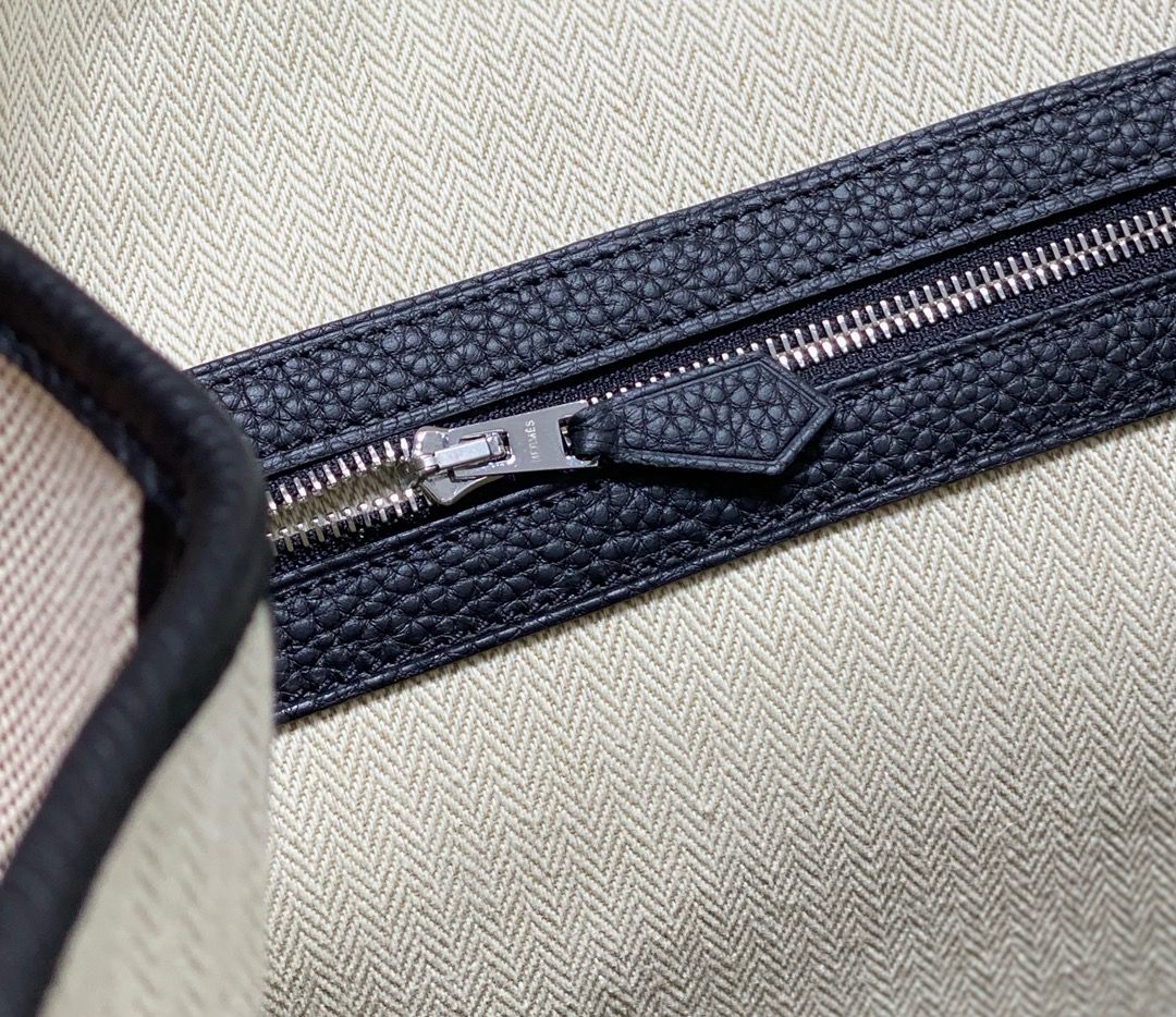 Hermes Garden Party 36cm Bag in Toile and Black Leather - Image 8