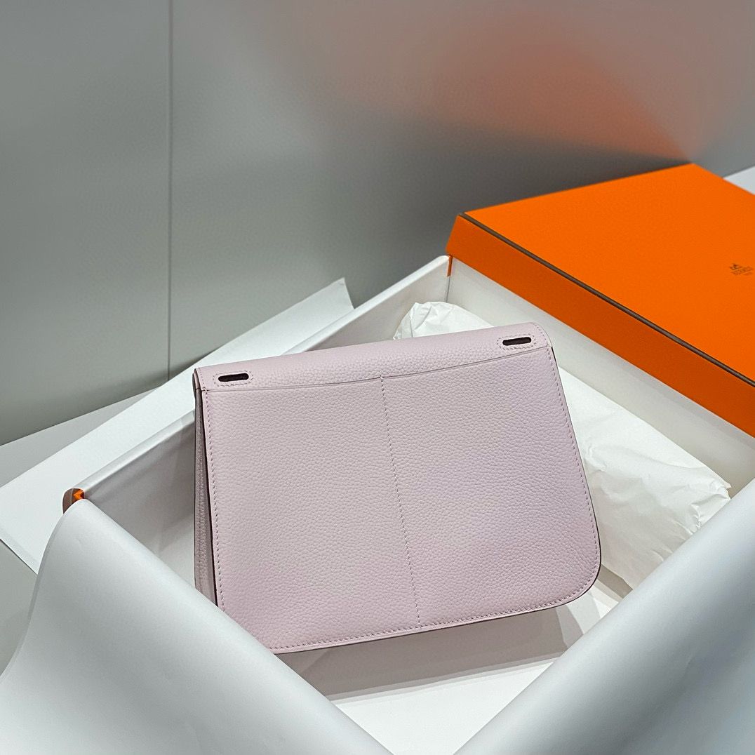 Hermes Halzan 25 Bag in Mauve Pale Clemence Leather - Image 3