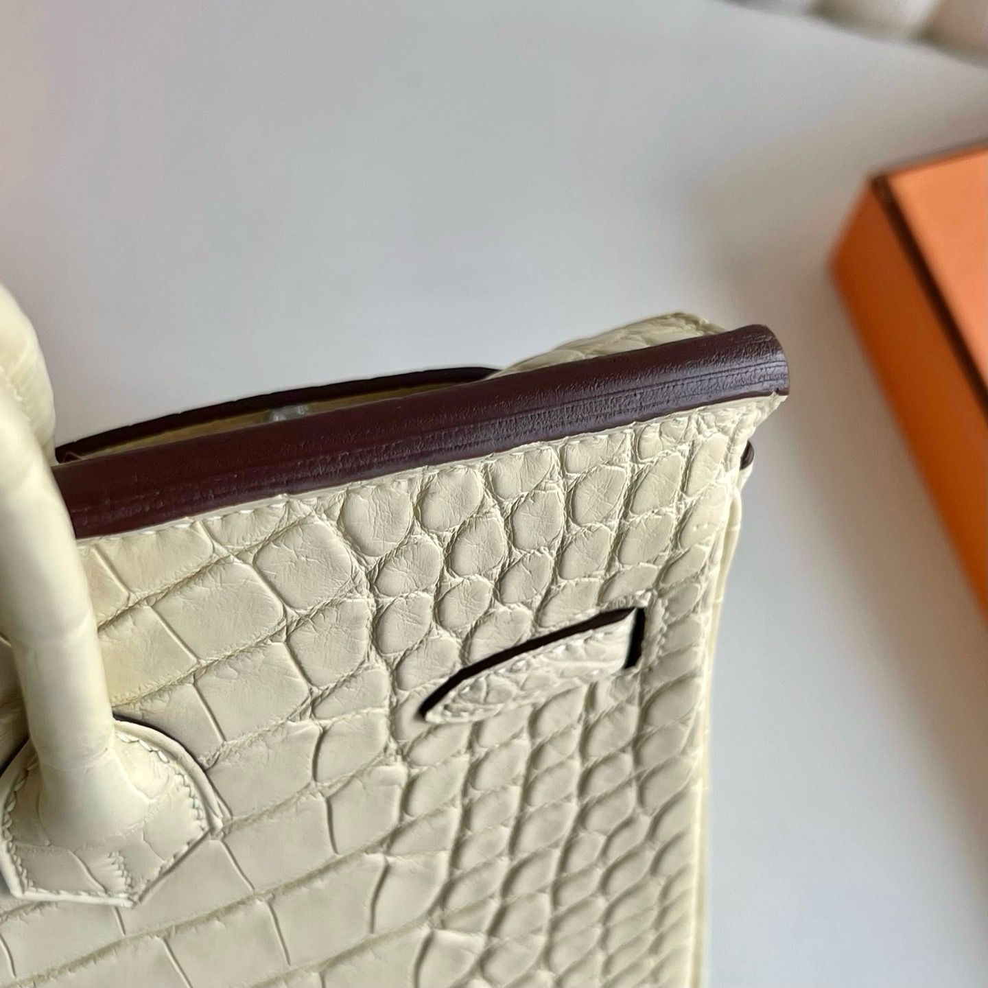 Hermes Birkin 25 Retourne Handmade Bag in Vanille Matte Alligator Leather - Image 4