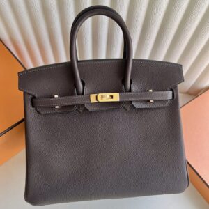 Hermes Birkin 25 Retourne Handmade Bag in Ebene Barenia Faubourg Calfskin