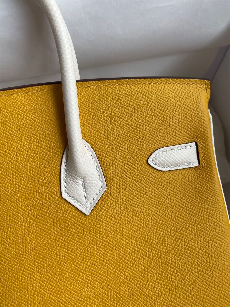 Hermes HSS Birkin 25 Bicolor Bag in Jaune d'or and Craie Epsom Calfskin - Image 6