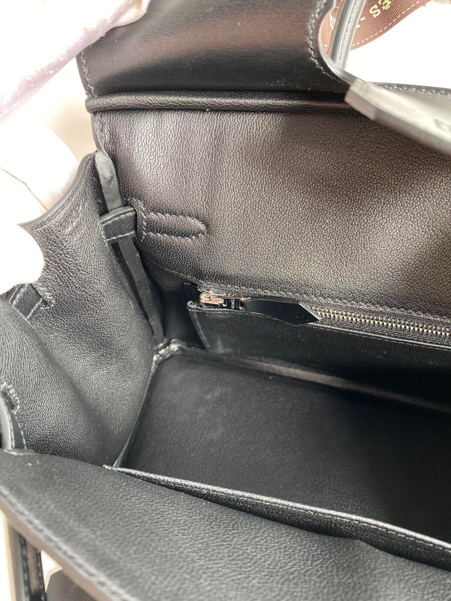 Hermes Birkin 25 Retourne Handmade Bag In Black Box Calfskin - Image 10