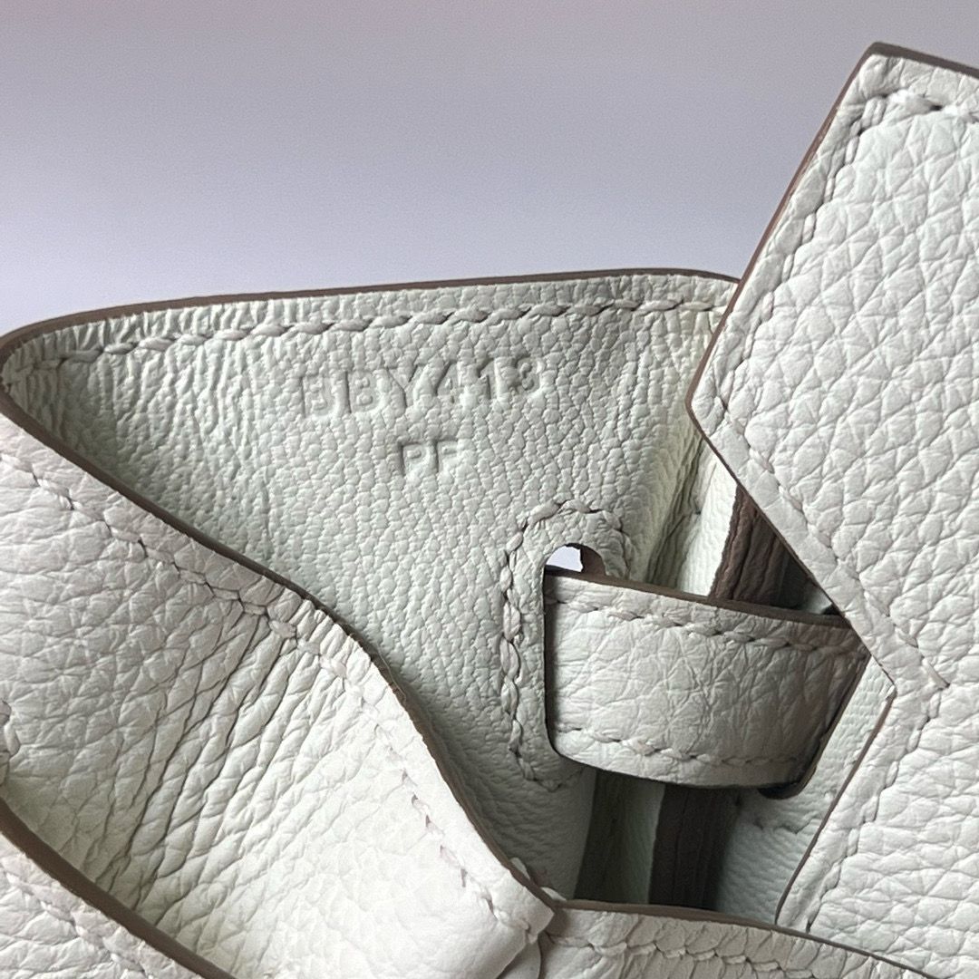 Hermes Birkin 25 Handmade Bag In Mushroom Clemence Leather - Image 7