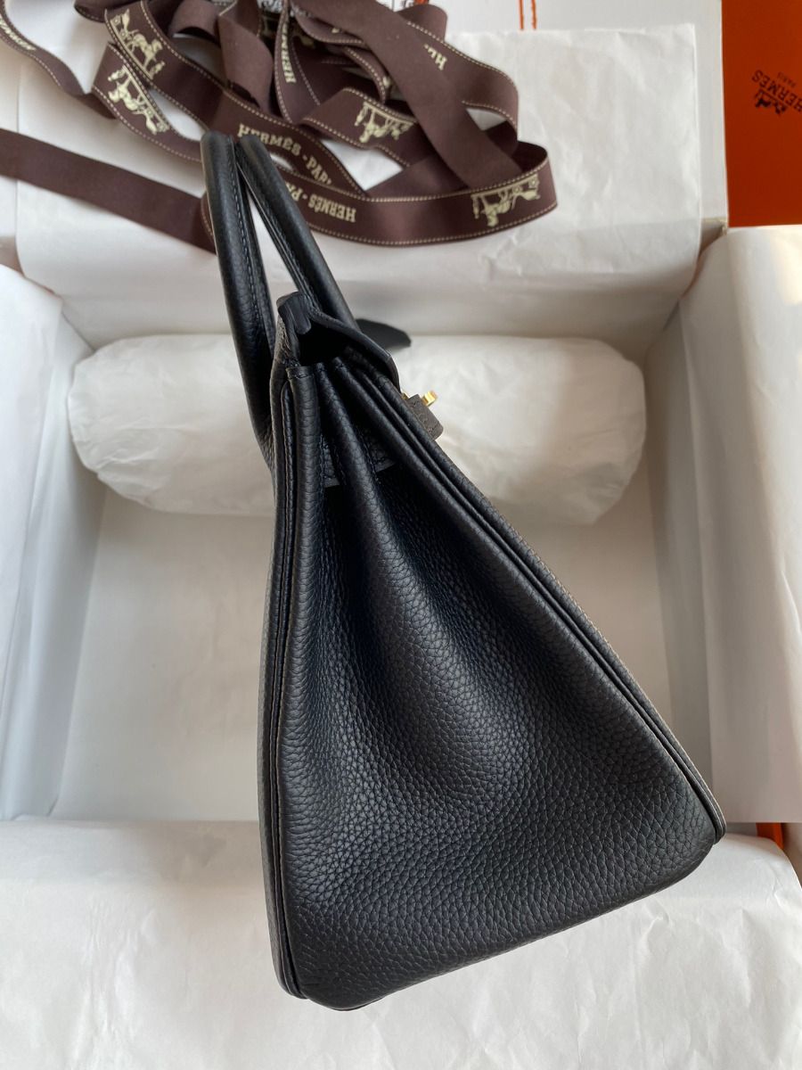 Hermes Birkin 25 Handmade Bag In Black Clemence Leather - Image 6