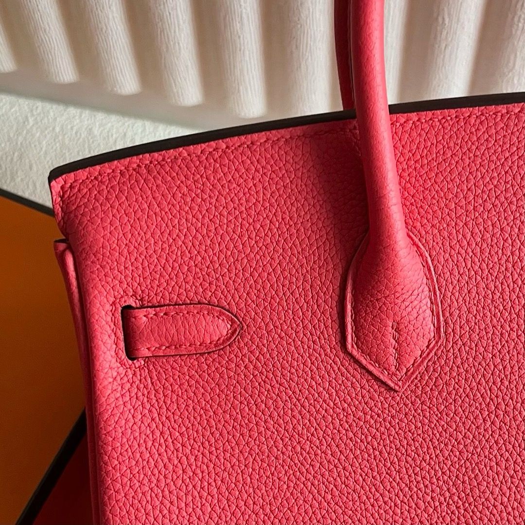 Hermes Birkin 25 Retourne Handmade Bag in Rose Jaipur Clemence Leather - Image 6