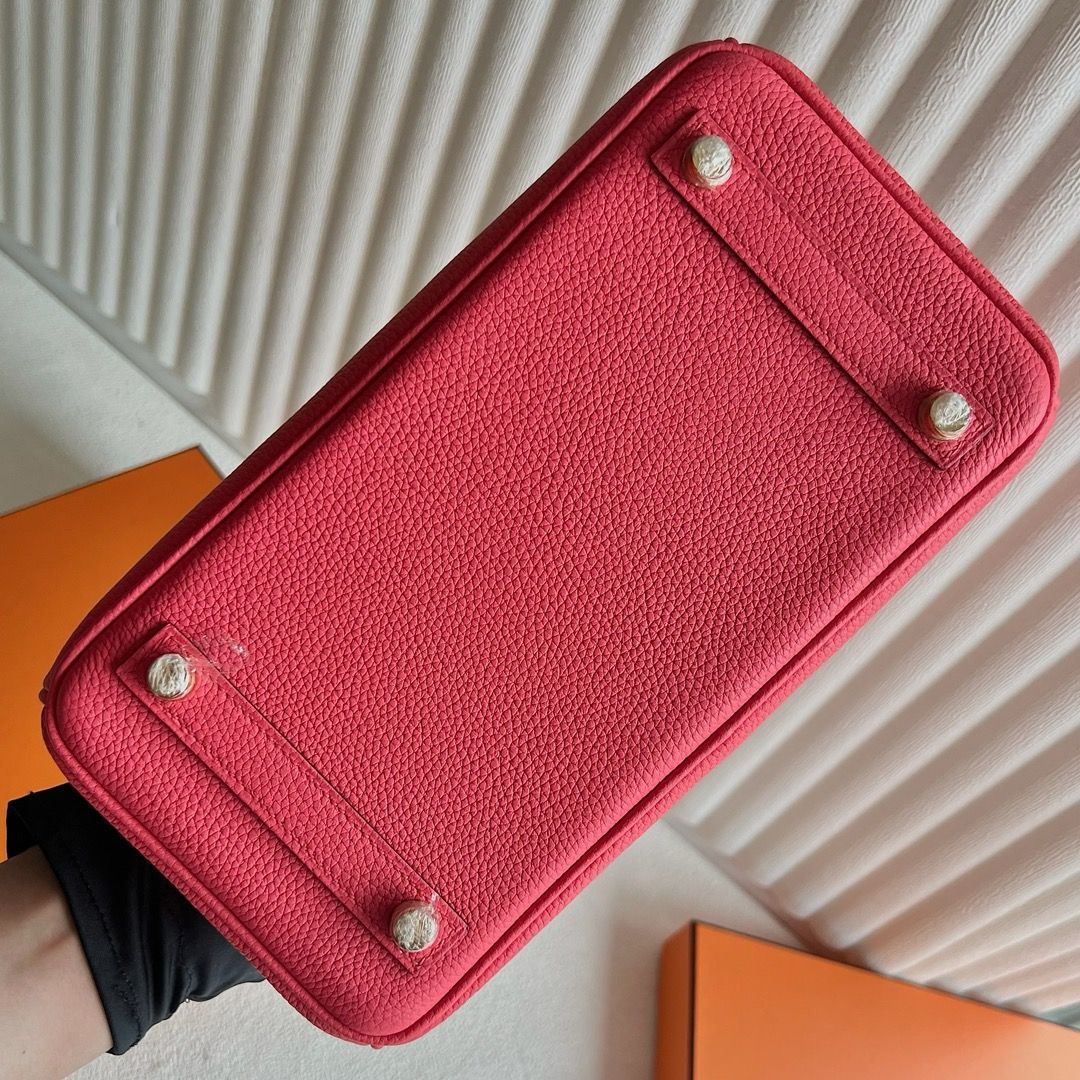 Hermes Birkin 25 Retourne Handmade Bag in Rose Jaipur Clemence Leather - Image 9