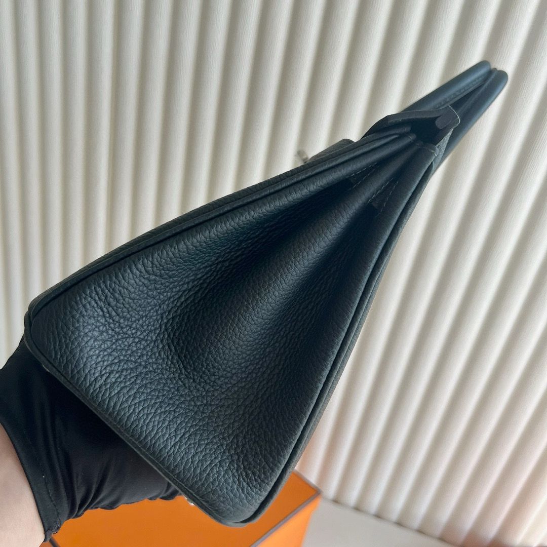 Hermes Birkin 25 Retourne Handmade Bag in Vert Cypres Clemence Leather - Image 8