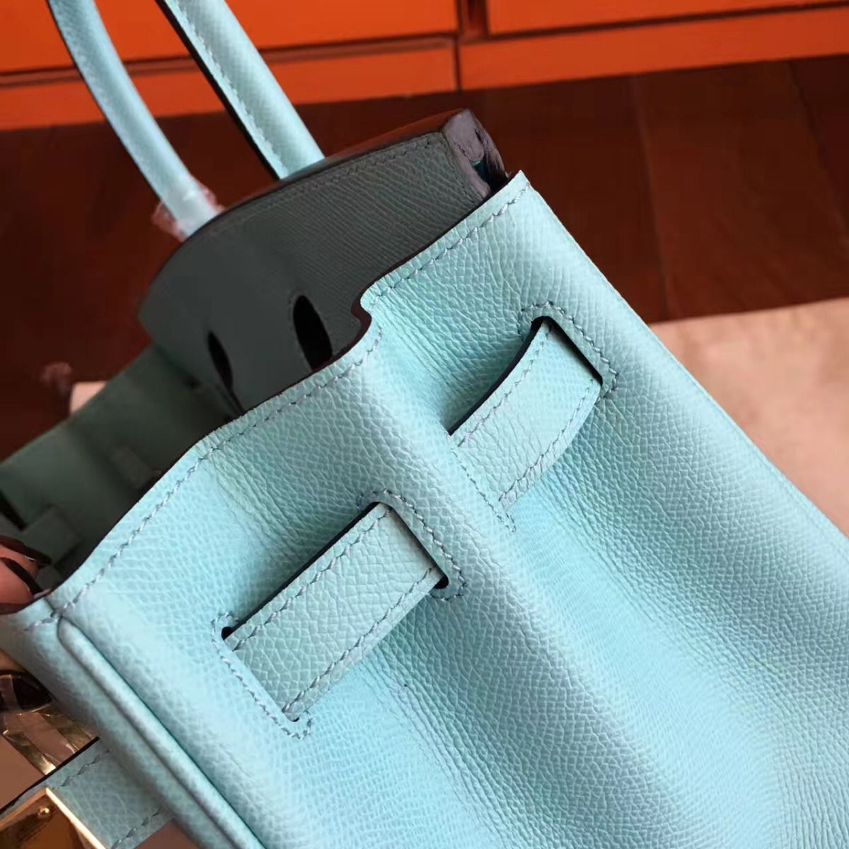 Hermes Birkin 25 Handmade Bag In Blue Atoll Epsom Calfskin - Image 5