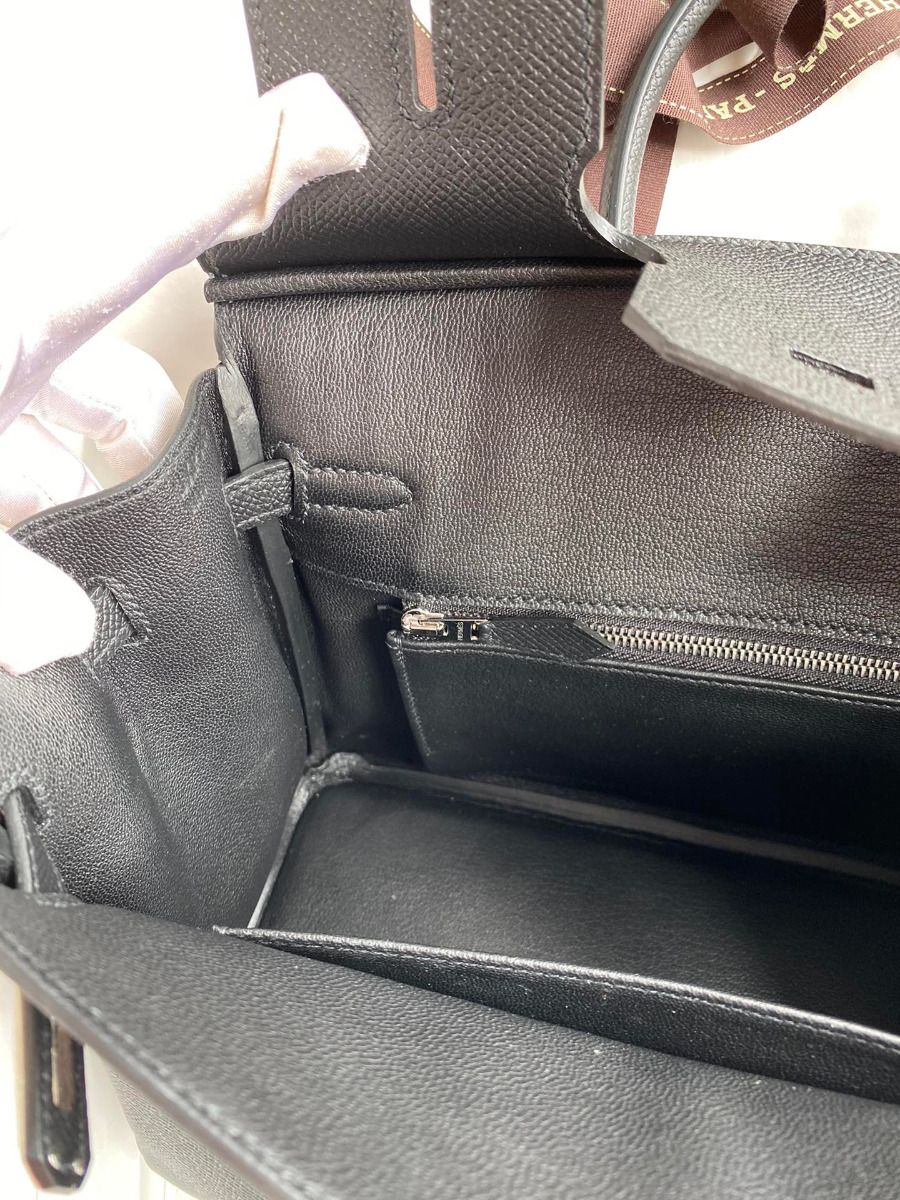 Hermes Birkin 25 Handmade Bag In Black Epsom Calfskin - Image 10