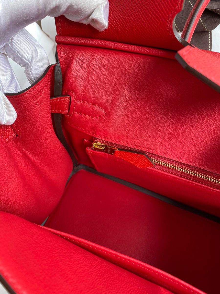 Hermes Birkin 25 Handmade Bag In Red Epsom Calfskin - Image 10