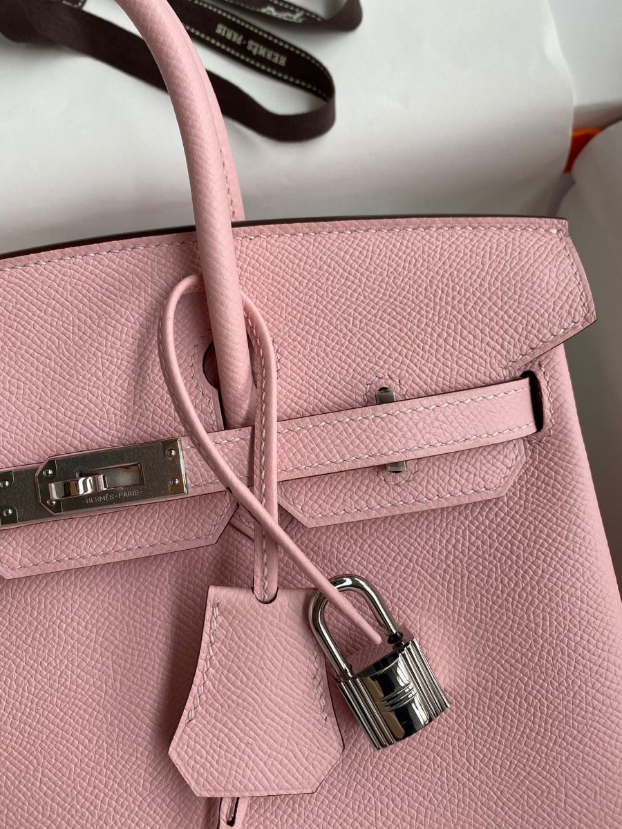 Hermes Birkin 25 Retourne Handmade Bag In Rose Sakura Epsom Calfskin - Image 4