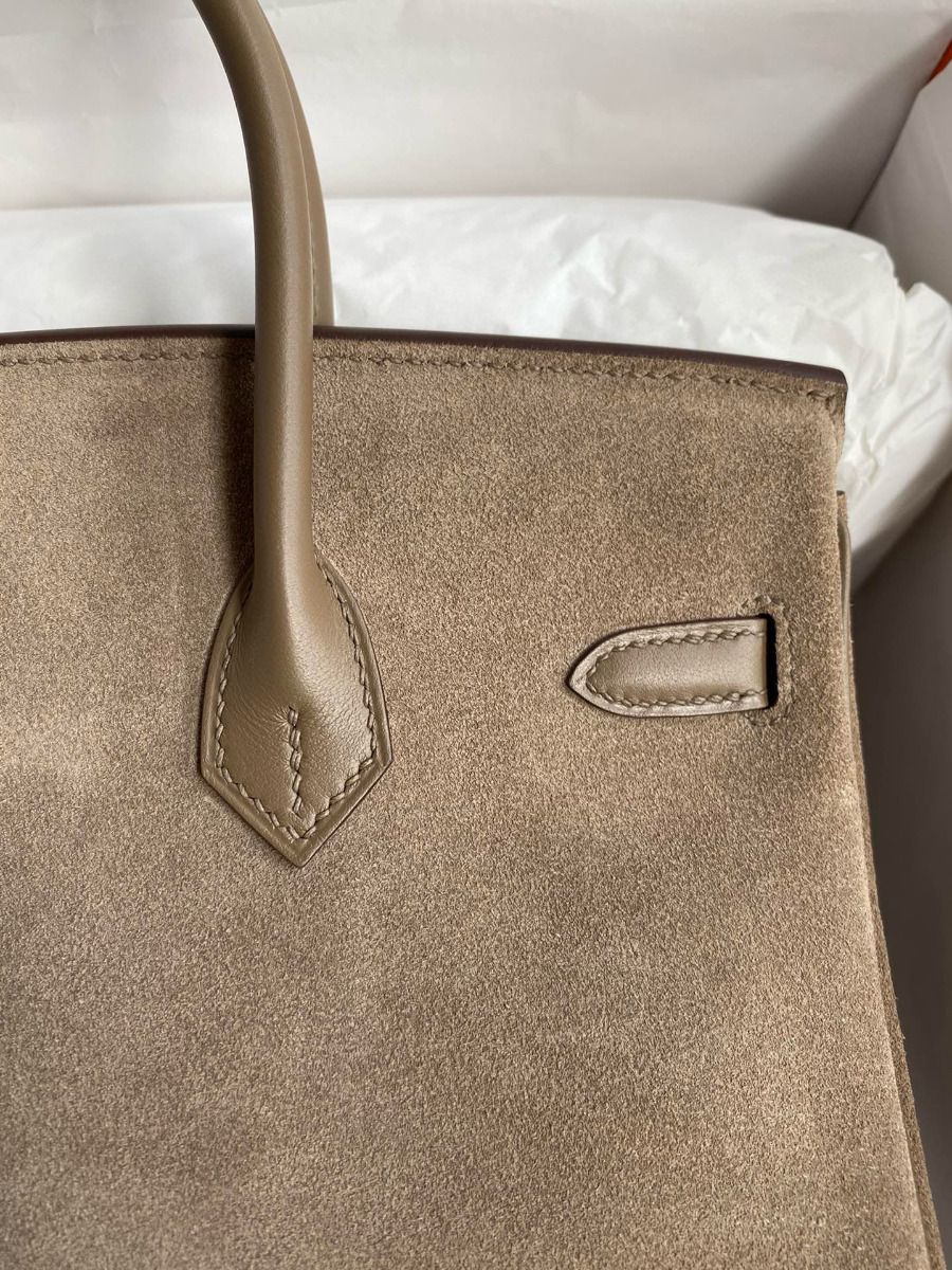 Hermes Birkin 25 Grizzly Bag in Taupe Veau Doblis and Swift Leather - Image 5
