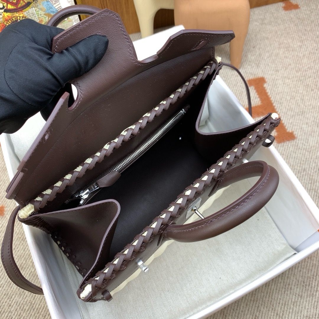 Hermes Picnic Birkin 25 Bag in Wicker with Rouge Sellier Swift Calfskin - Image 7