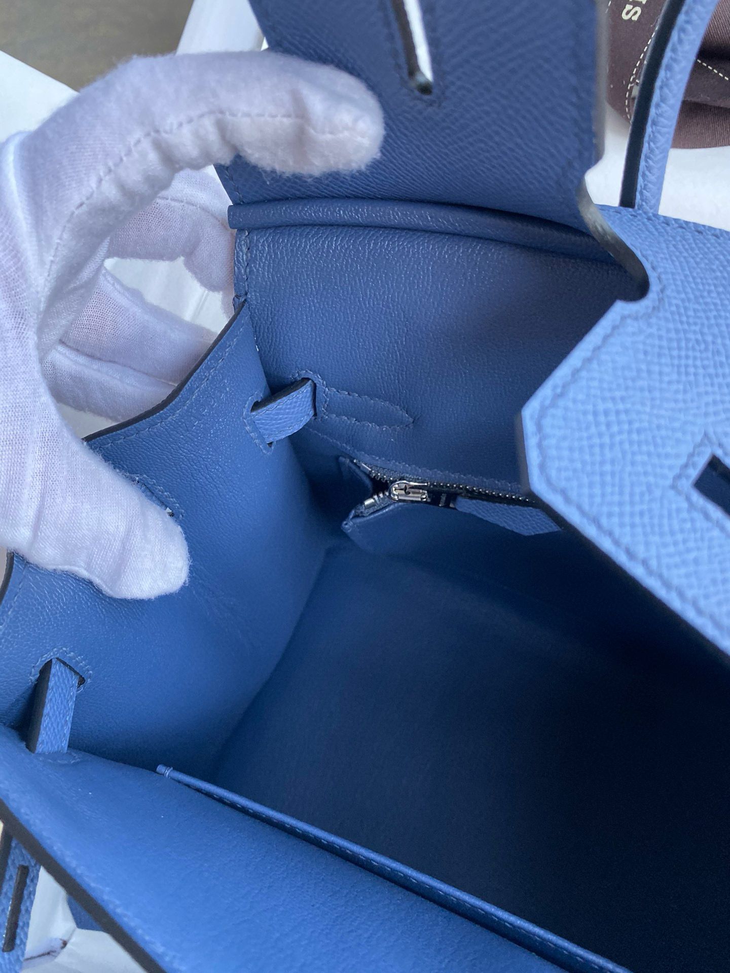 Hermes Birkin 25 Sellier Handmade Bag in Blue Brighton Epsom Calfskin - Image 10
