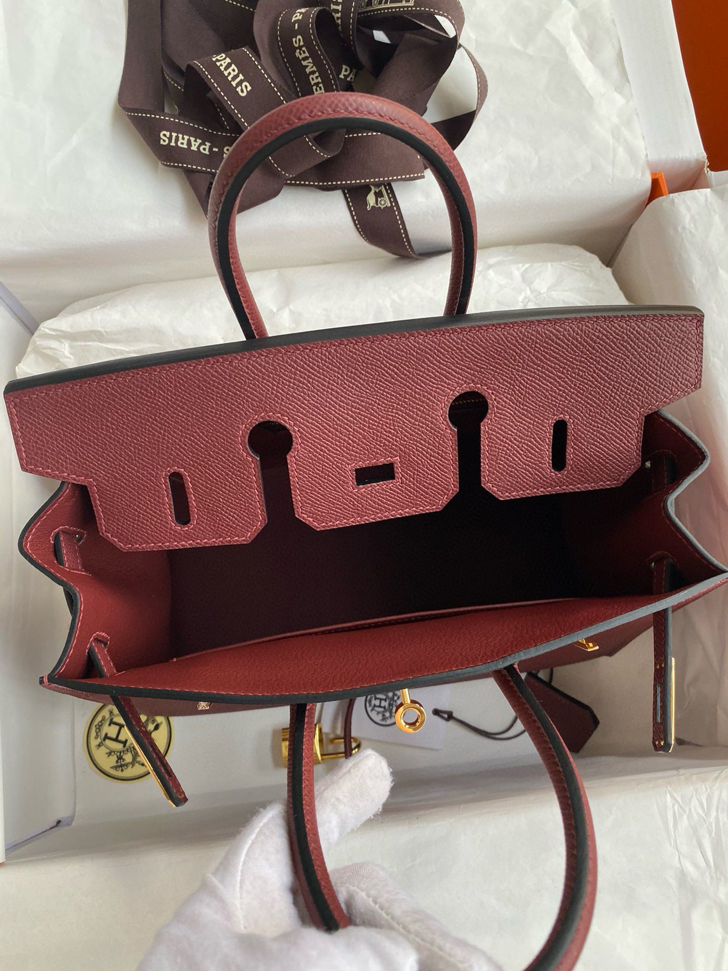 Hermes Birkin 25 Sellier Handmade Bag in Rouge H Epsom Calfskin - Image 8
