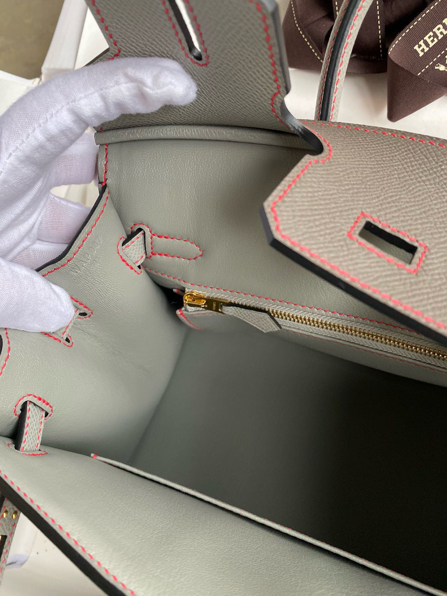 Hermes HSS Birkin 25 Sellier Bag in Etain and Gris Mouette Epsom Calfskin - Image 10