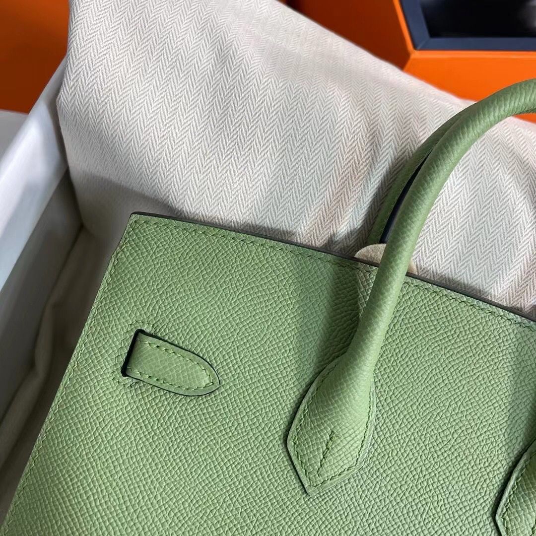 Hermes Birkin 25 Sellier Handmade Bag In Vert Criquet Epsom Calfskin - Image 6