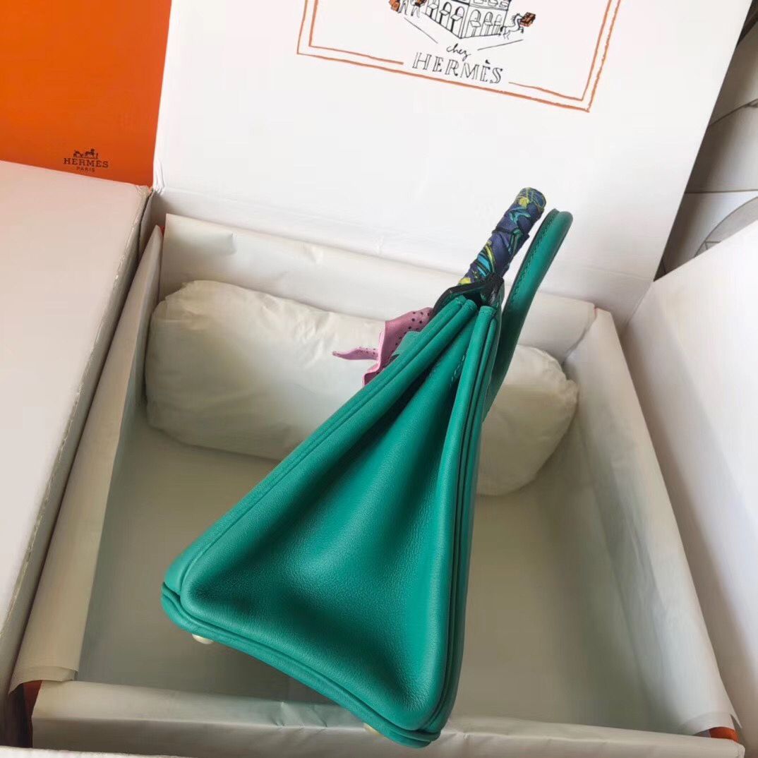 Hermes Birkin 25 Handmade Bag In Malachite Swift Leather - Image 6
