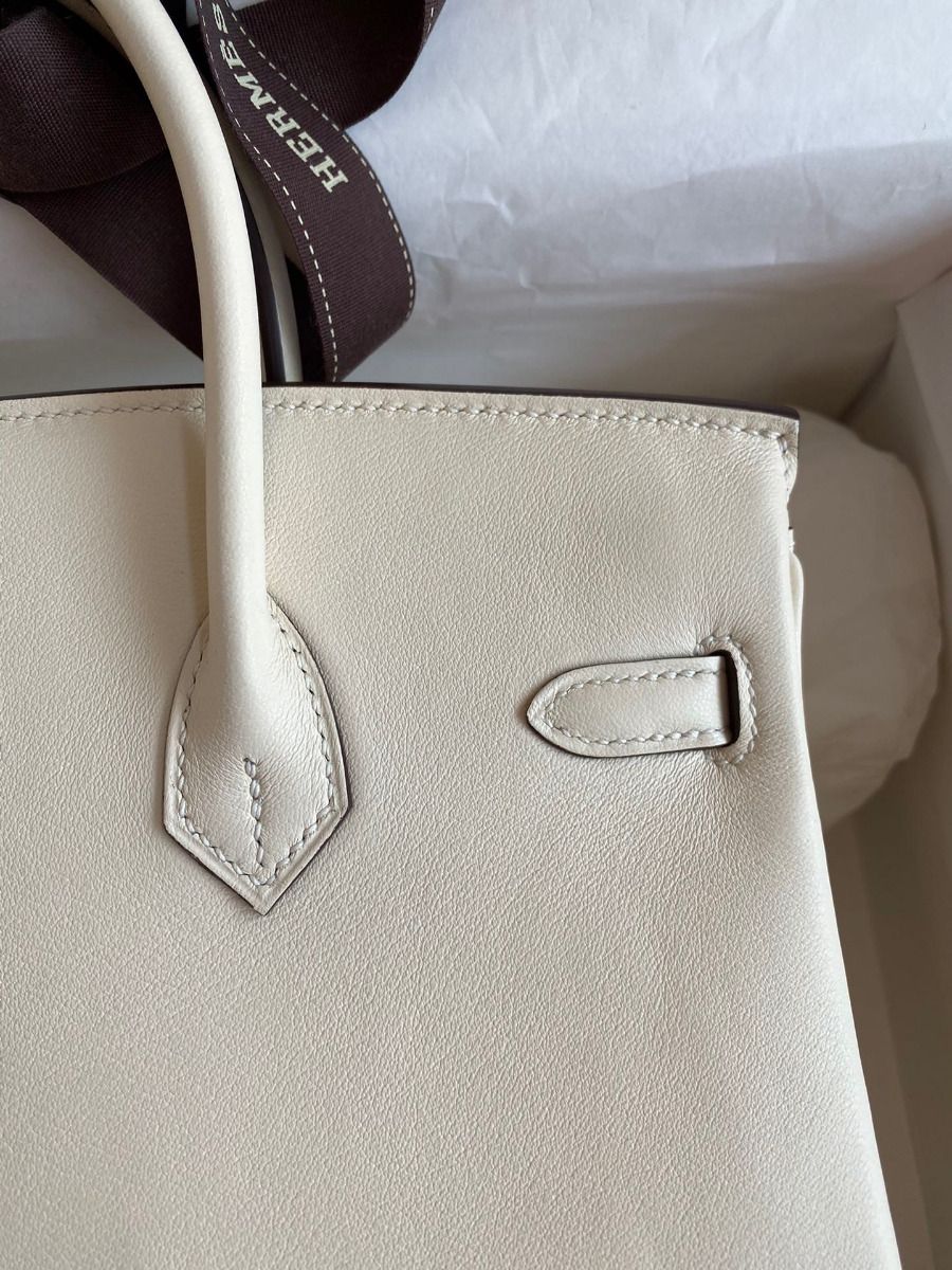 Hermes Birkin 25 Retourne Handmade Bag In Nata Swift Calfskin - Image 4
