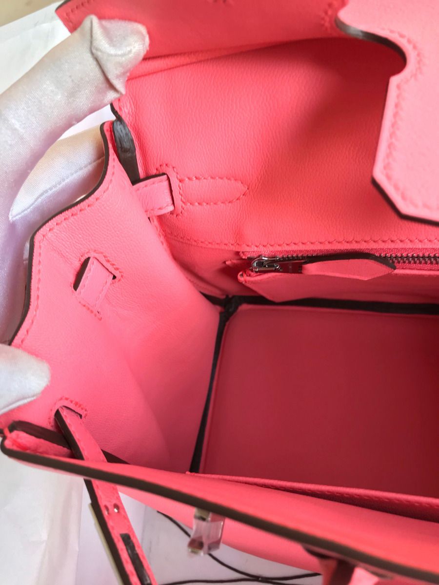 Hermes Birkin 25 Retourne Handmade Bag In Rose Lipstick Swift Calfskin - Image 10