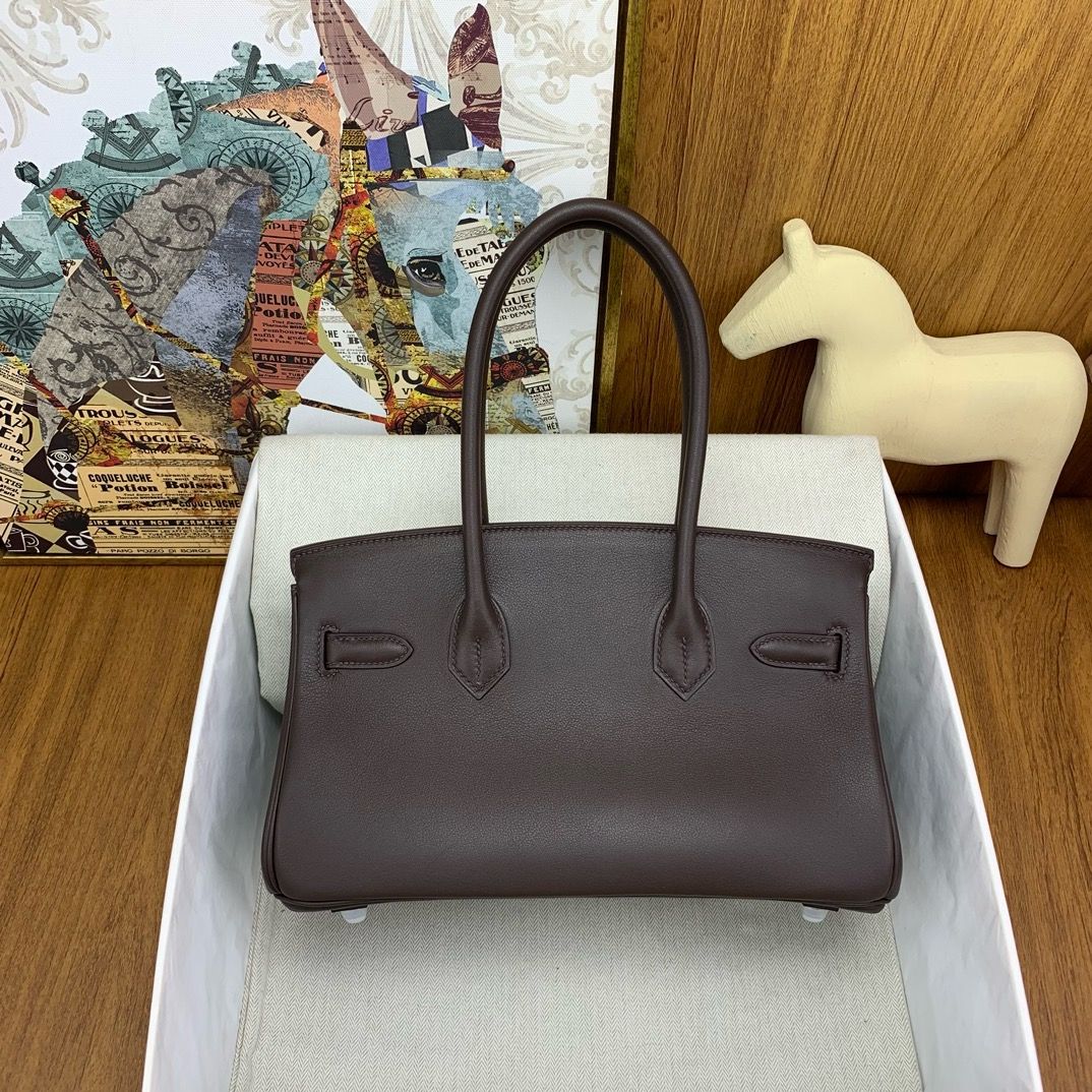 Hermes Shoulder Birkin Light 29 Bag in Ebene Swift Calfskin - Image 6