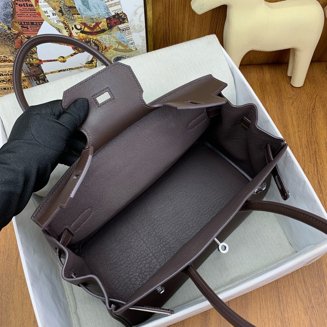 Hermes Shoulder Birkin Light 29 Bag in Ebene Swift Calfskin - Image 8