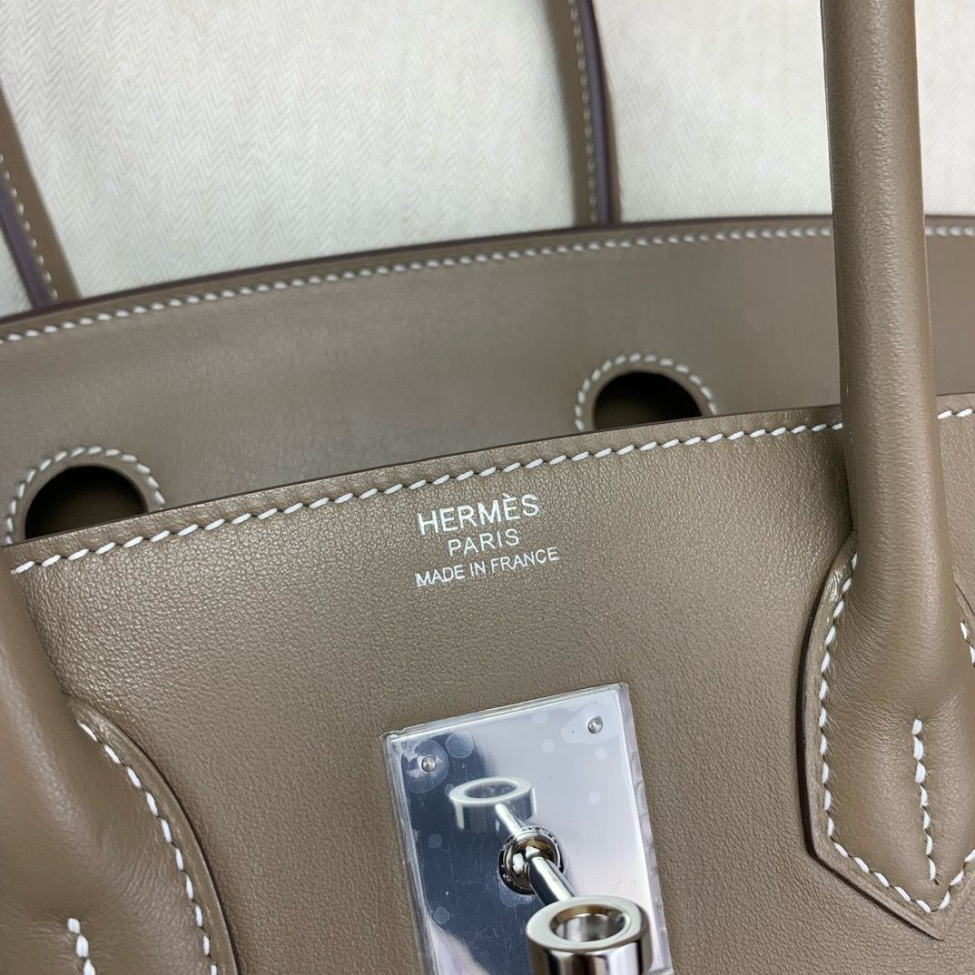 Hermes Shoulder Birkin Light 29 Bag in Taupe Swift Calfskin - Image 7