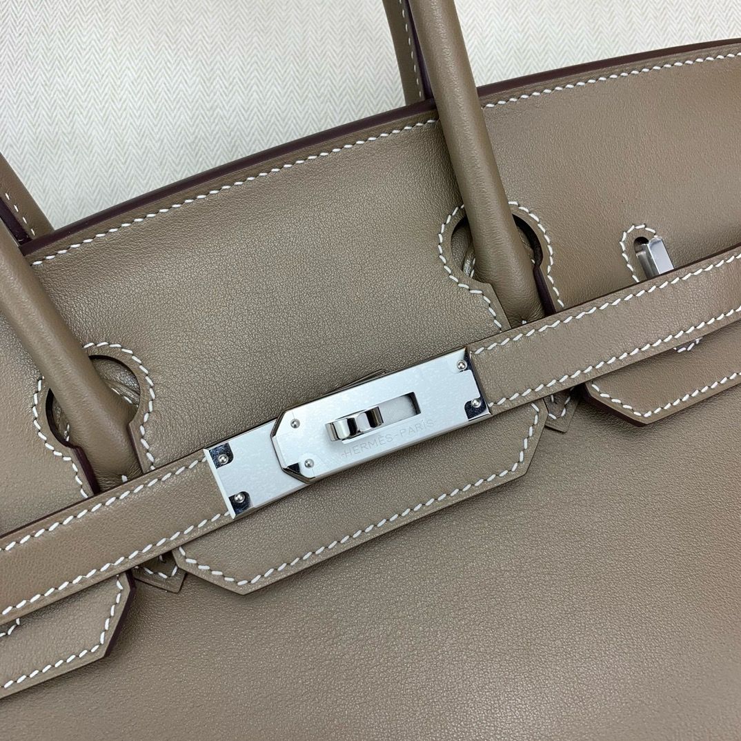 Hermes Shoulder Birkin Light 29 Bag in Taupe Swift Calfskin - Image 9