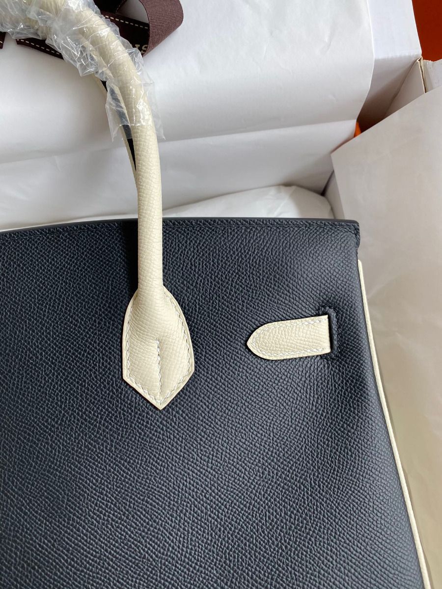Hermes HSS Birkin 30 Bicolor Bag in Black and Craie Epsom Calfskin - Image 5