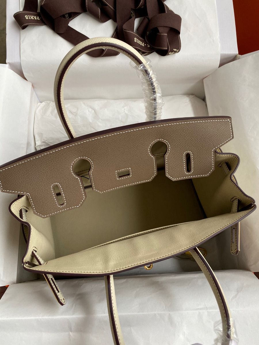 Hermes HSS Birkin 30 Bicolor Bag in Taupe and Craie Epsom Calfskin - Image 8