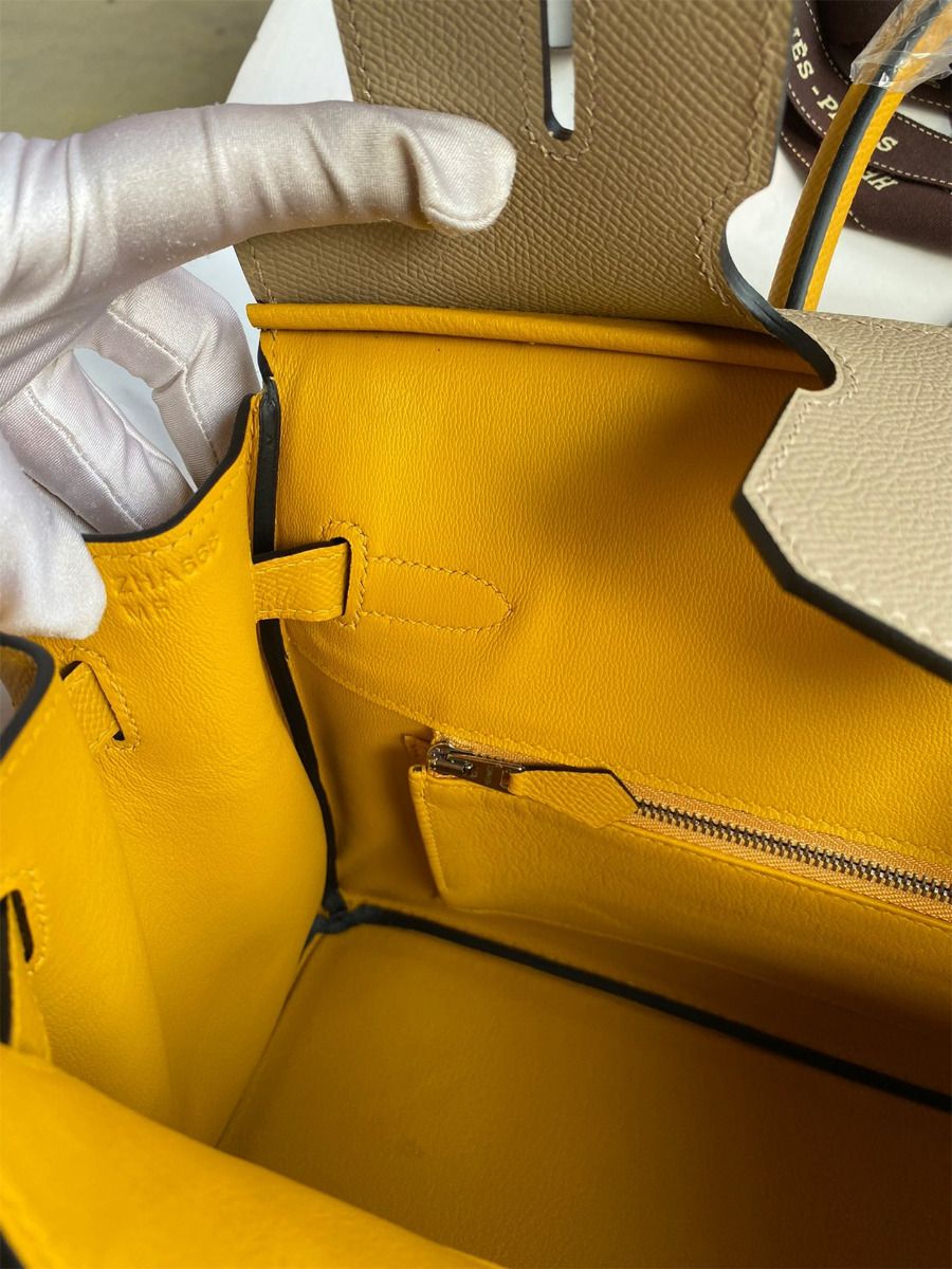 Hermes HSS Birkin 30 Bicolor Bag in Trench and Yellow Epsom Calfskin - Image 10