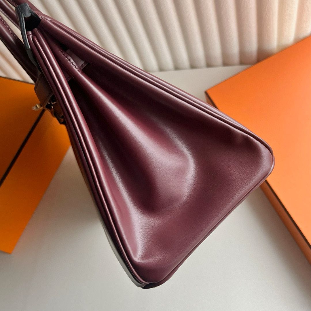 Hermes Birkin 30 Retourne Handmade Bag in Bordeaux Box Calfskin - Image 4
