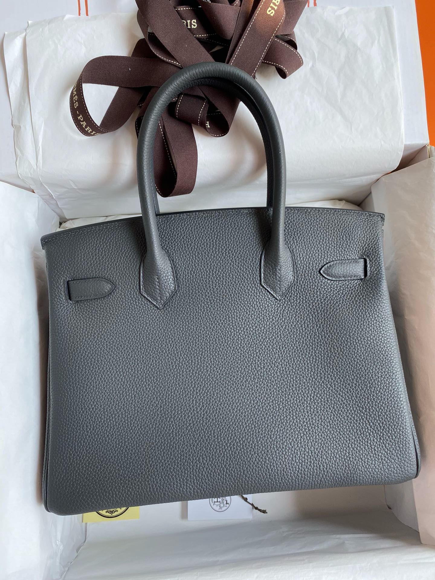 Hermes Birkin 30 Retourne Handmade Bag In Ardoise Clemence Leather - Image 3