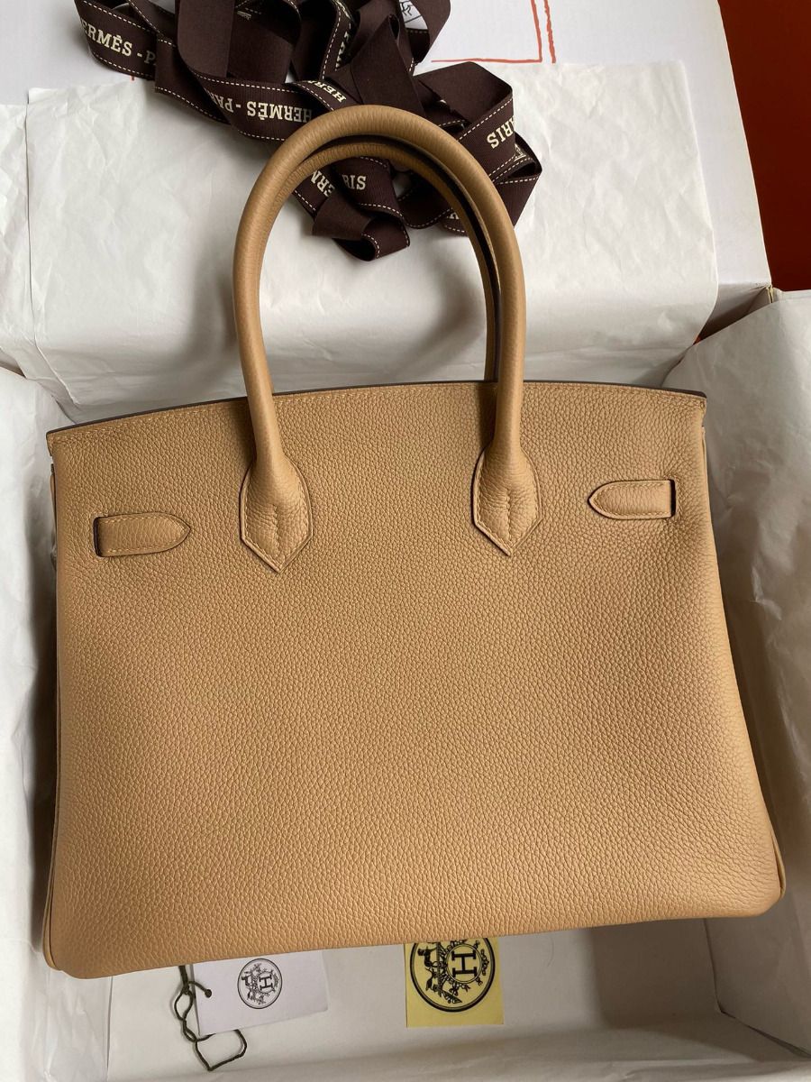 Hermes Birkin 30 Retourne Handmade Bag In Chai Clemence Leather - Image 3