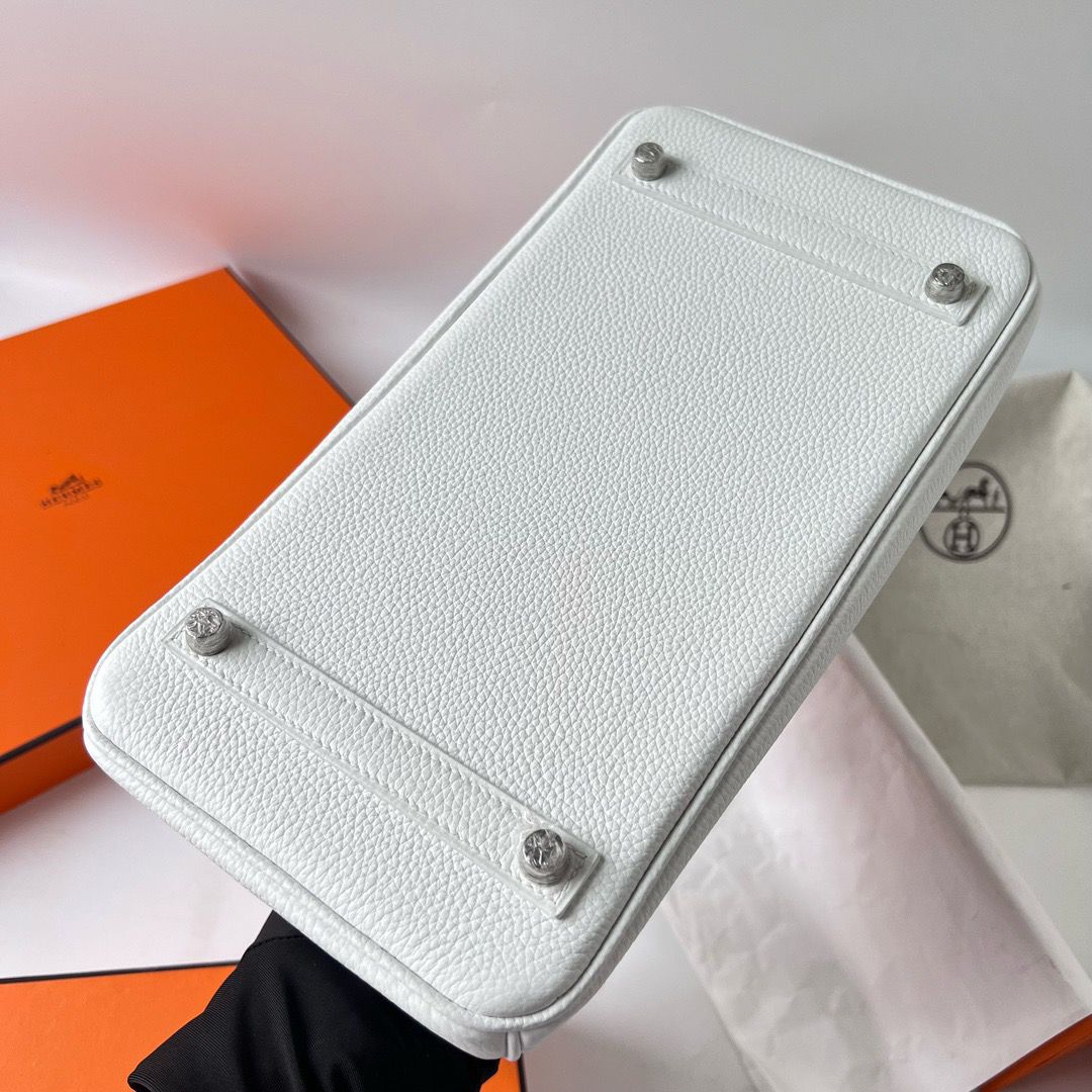 Hermes Birkin 30 Retourne Handmade Bag In White Clemence Leather - Image 10