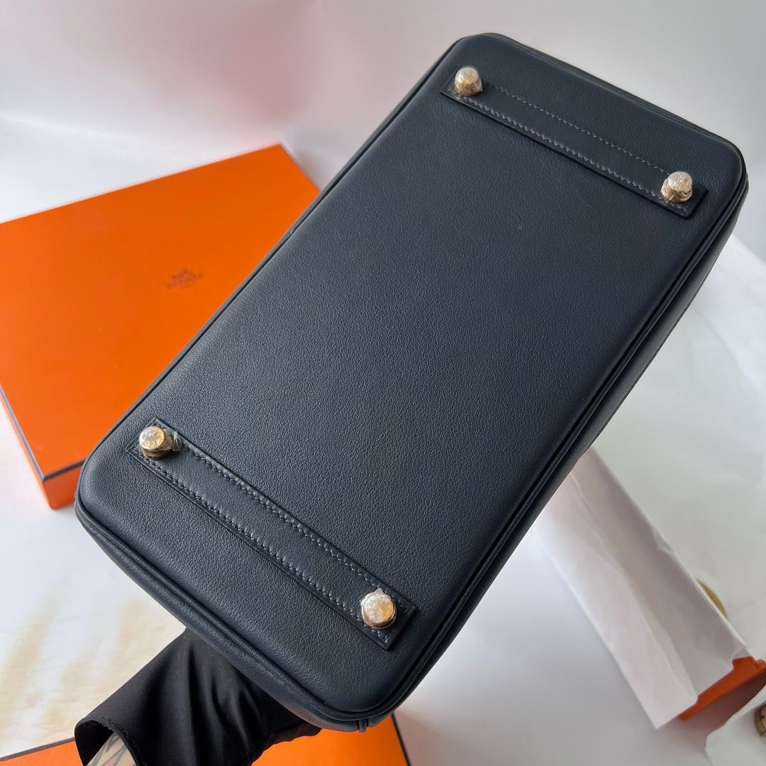 Hermes Colormatic Birkin 30 Bag in Blue Nuit, Black and Chai Swift Leather - Image 9