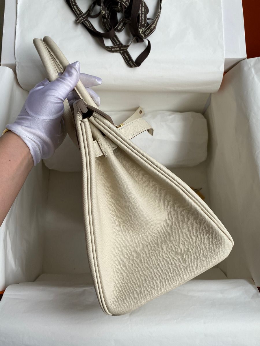 Hermes Birkin 30 Retourne Handmade Bag In Craie Epsom Calfskin - Image 6