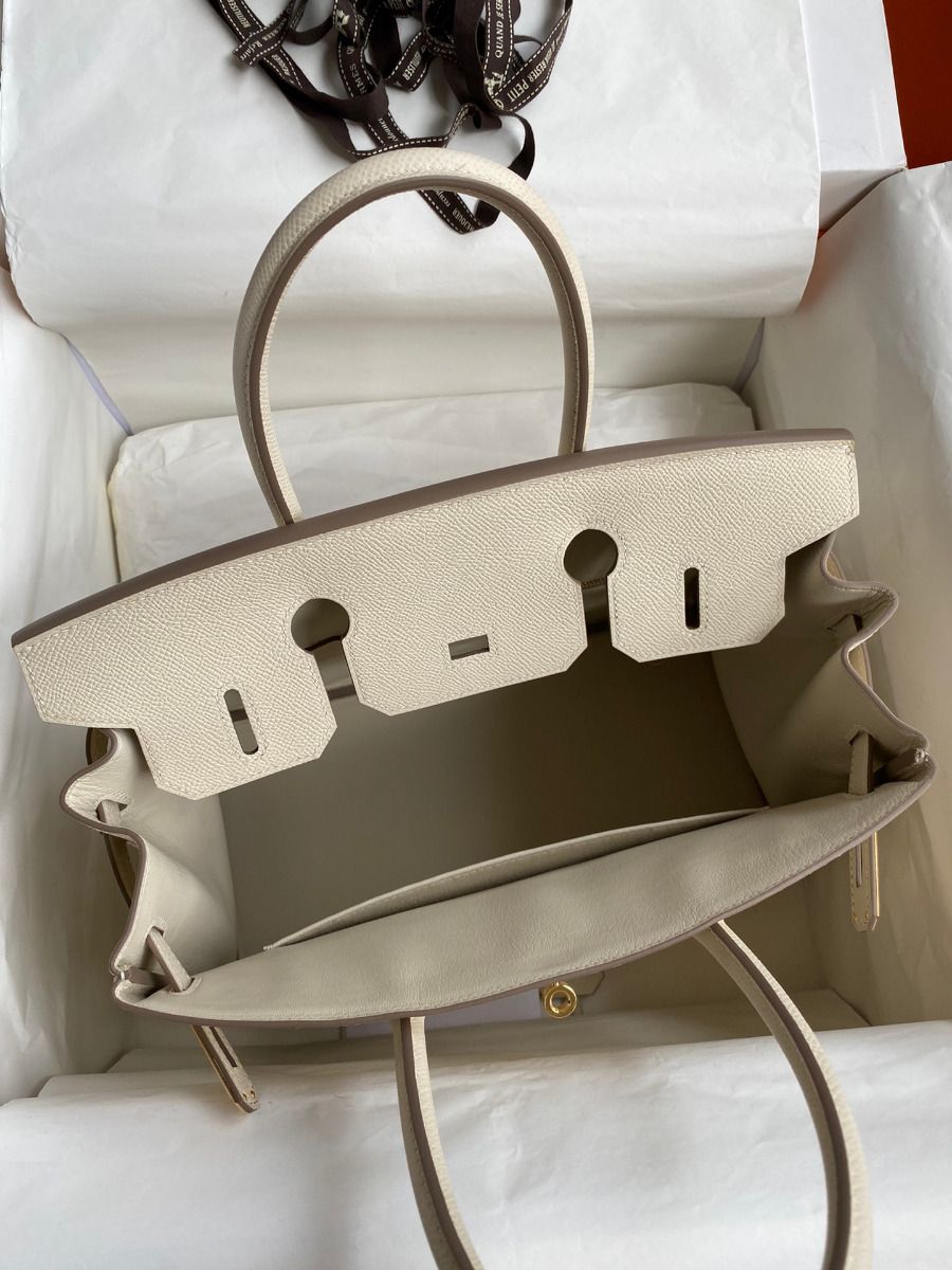 Hermes Birkin 30 Retourne Handmade Bag In Craie Epsom Calfskin - Image 8