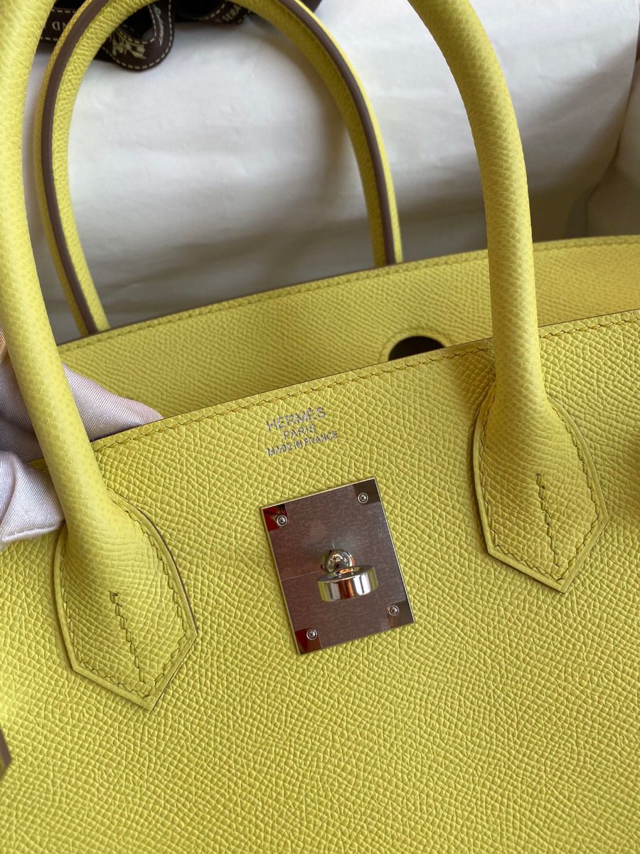 Hermes Birkin 30 Retourne Handmade Bag In Lime Epsom Calfskin - Image 10
