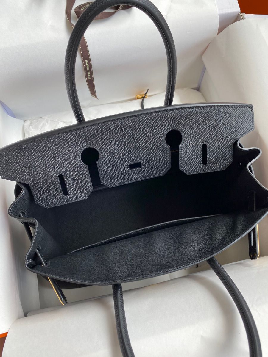 Hermes Birkin 30 Retourne Handmade Bag In Black Epsom Calfskin - Image 8