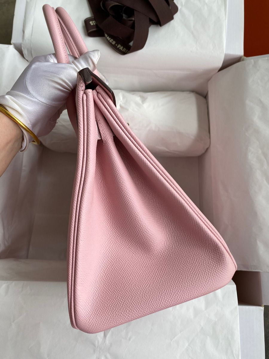 Hermes Birkin 30 Retourne Handmade Bag In Rose Sakura Epsom Calfskin - Image 6