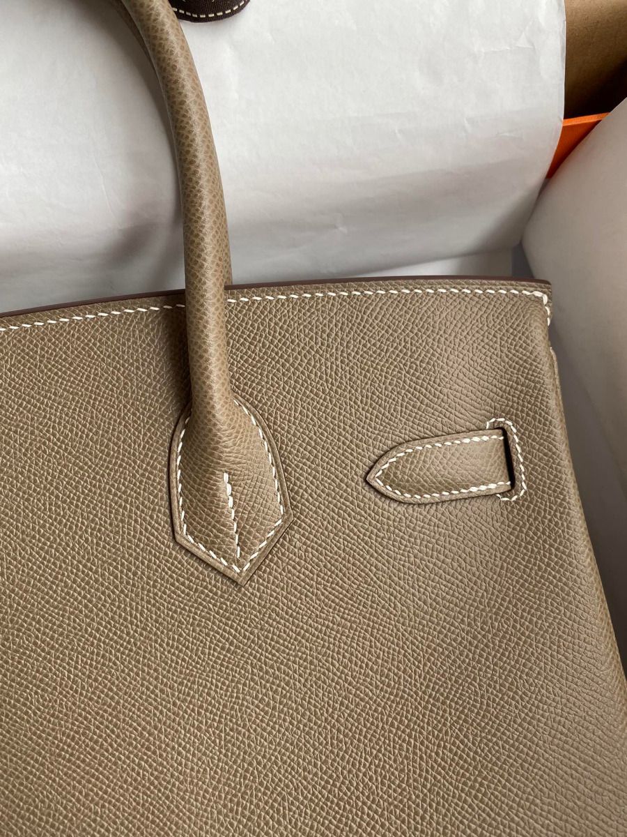 Hermes Birkin 30 Retourne Handmade Bag In Taupe Epsom Calfskin - Image 5