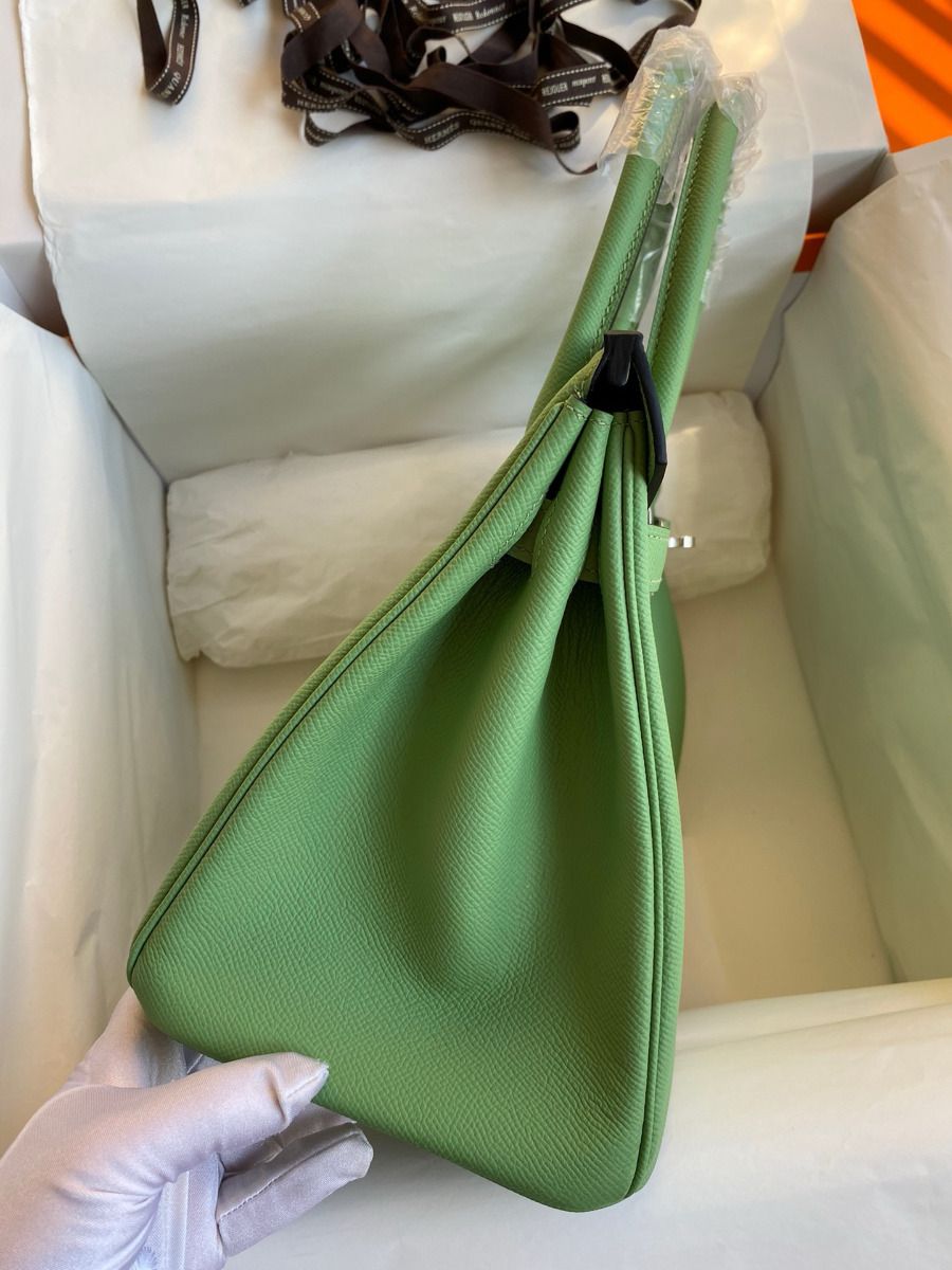 Hermes Birkin 30 Retourne Handmade Bag In Vert Criquet Epsom Calfskin - Image 6