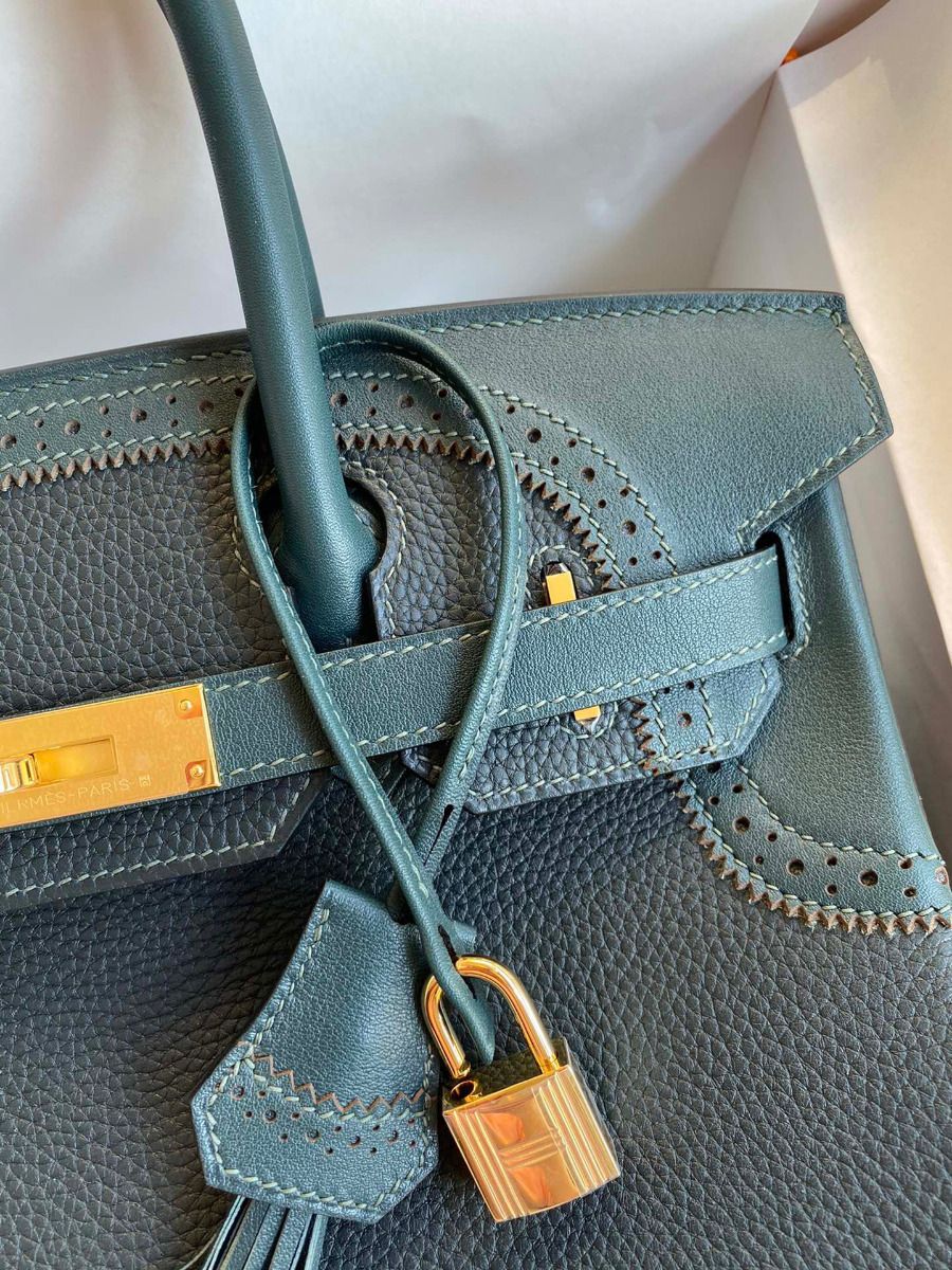 Hermes Ghillies Birkin 30cm Limited-edition Bag In Green Calfskin - Image 4
