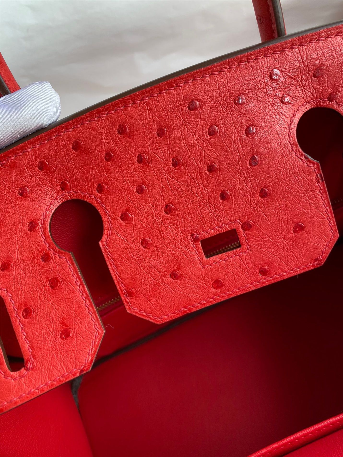 Hermes Birkin 30 Handmade Bag In Red Ostrich Skin - Image 7