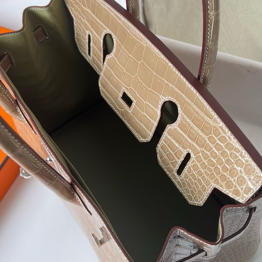 Hermes Birkin 30 Handmade Bag in Biscuit Crocodile Porosus Shiny Skin - Image 5