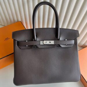 Hermes Birkin 30 Retourne Handmade Bag in Ebene Swift Leather