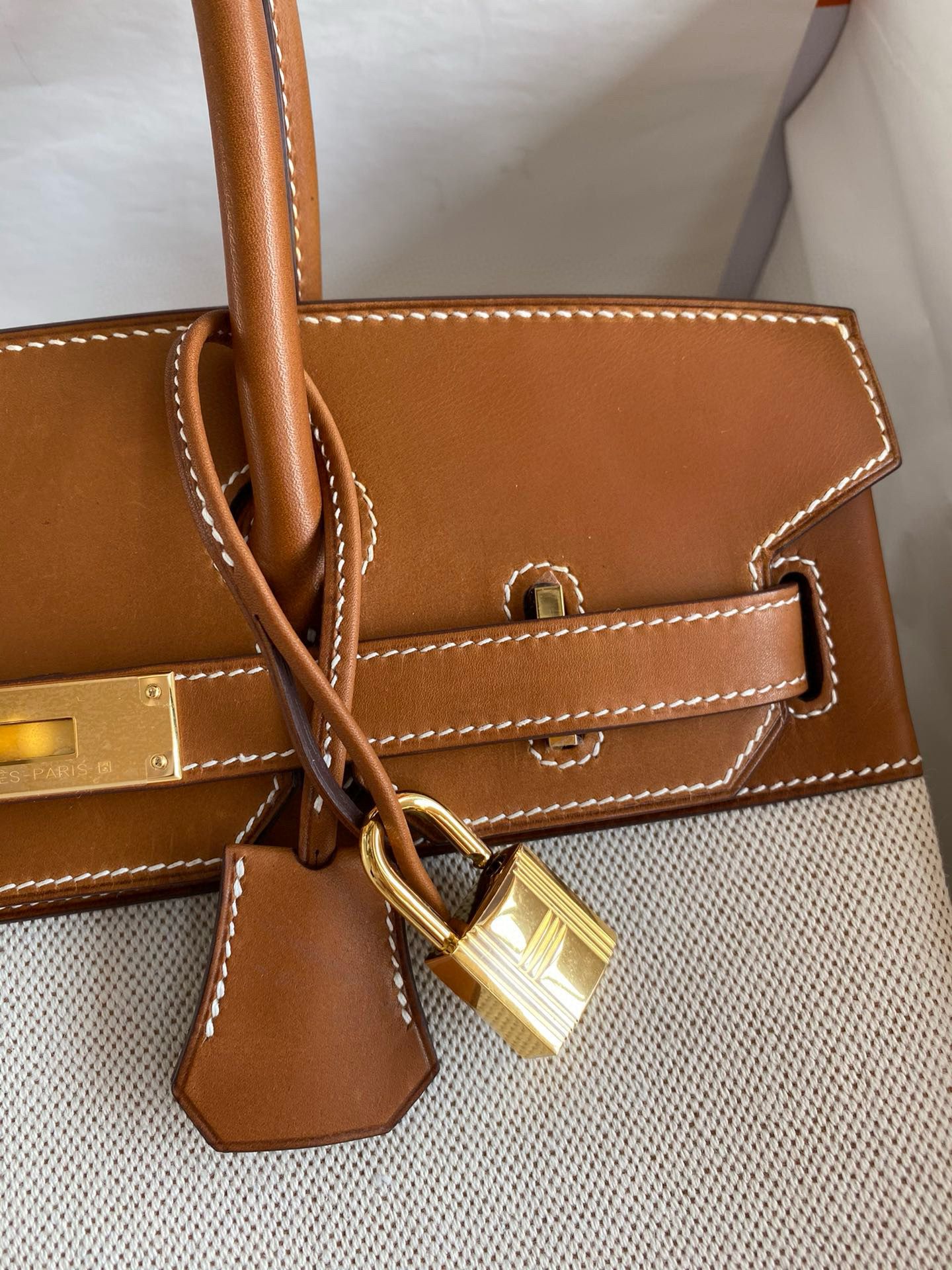 Hermes Birkin 30 Handmade Bag in Toile & Barenia Calfskin - Image 5